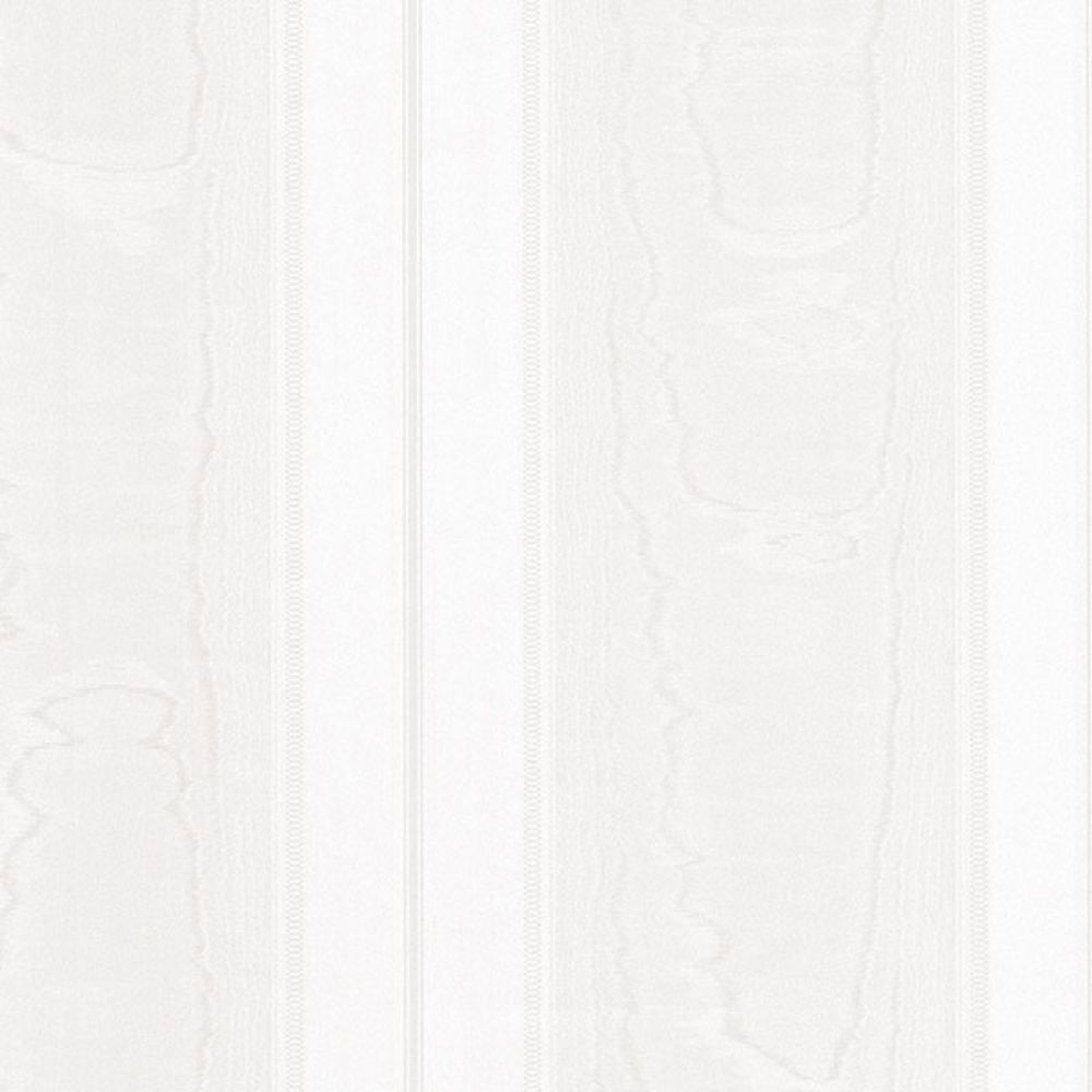 Patton Wallcoverings SL27504 Simply Silks 4 Wide Moiré Stripe Wallpaper in Pearl, White